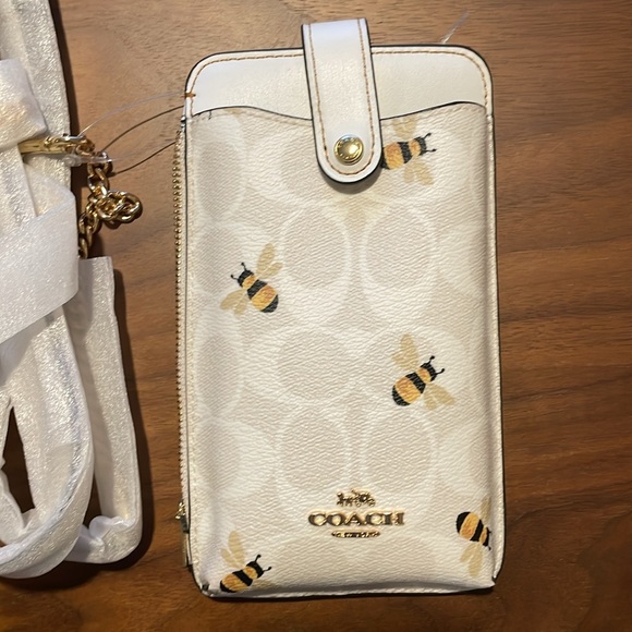🐝 Coach Phone Crossbody In Signature Canvas With Bee Print - Picture 8 of 10